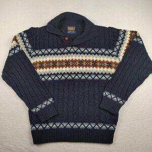 Vintage 90's JCPenney Sweater Mens Medium Fair Isle Shawl Collar